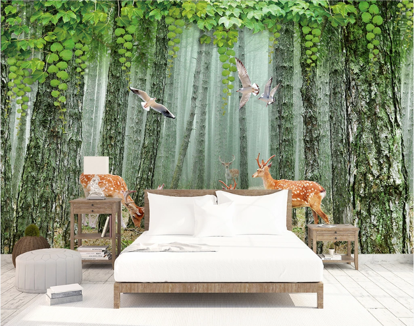 3D Sika Deer Pigeon WC1542 Wall Murals