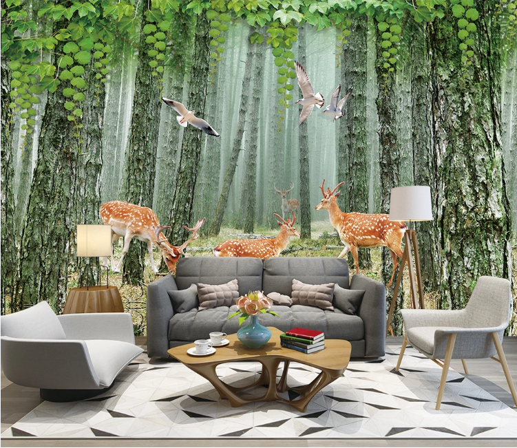 3D Sika Deer Pigeon WC1542 Wall Murals