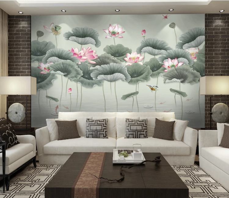 3D Lotus Goldfish Koi WC1028 Wall Murals