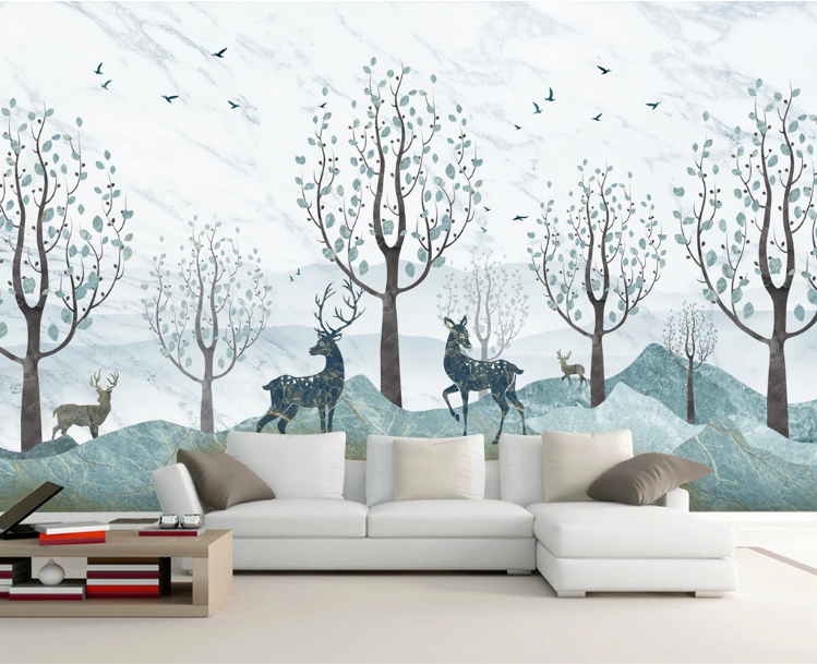 3D Blue Spotted Deer WC1025 Wall Murals