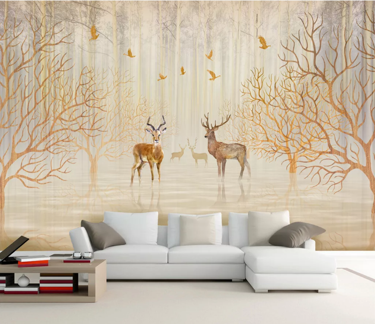 3D Dead Tree Fawn WC1009 Wall Murals