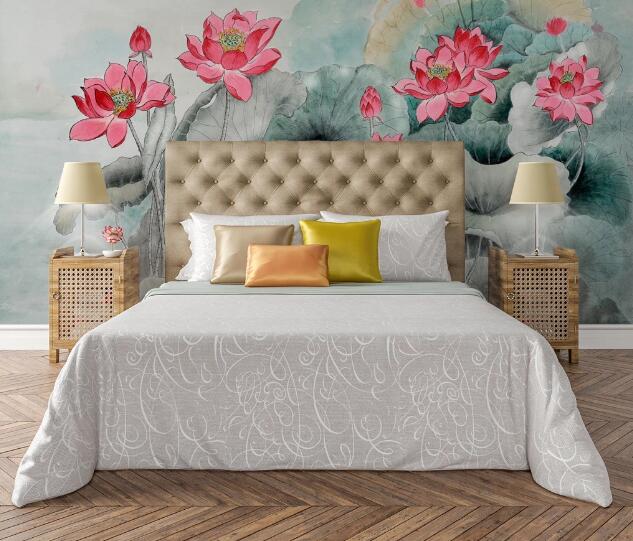 3D Red Lotus WC1093 Wall Murals