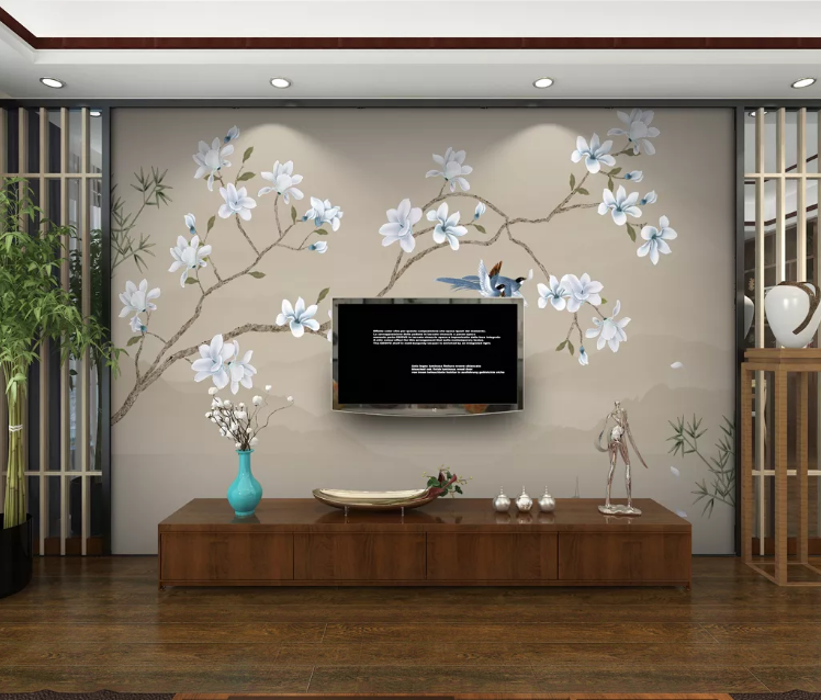 3D White Flower WC940 Wall Murals