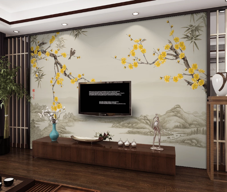 3D Yellow Flower WC932 Wall Murals