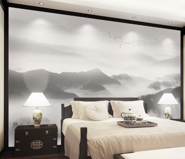 3D Mountain Fog WC911 Wall Murals