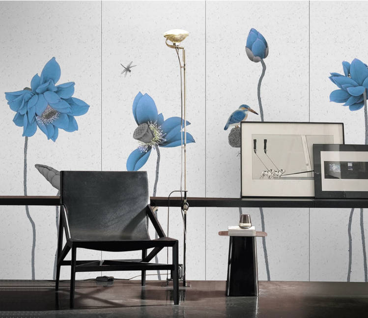 3D Blue Lotus WC783 Wall Murals