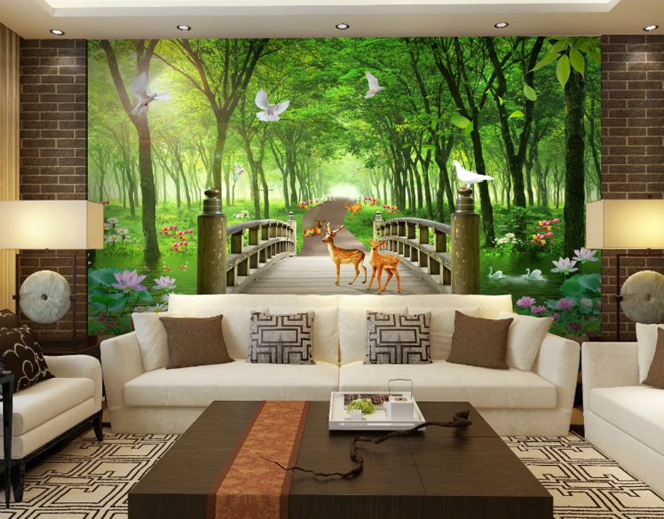 3D Sika Deer Bridge WC746 Wall Murals