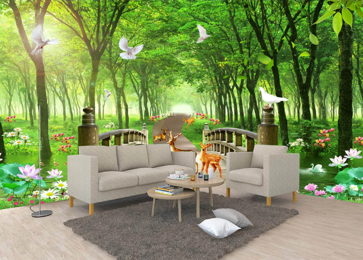 3D Sika Deer Bridge WC746 Wall Murals