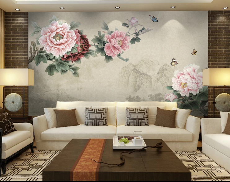 3D Pink Peony WC517 Wall Murals