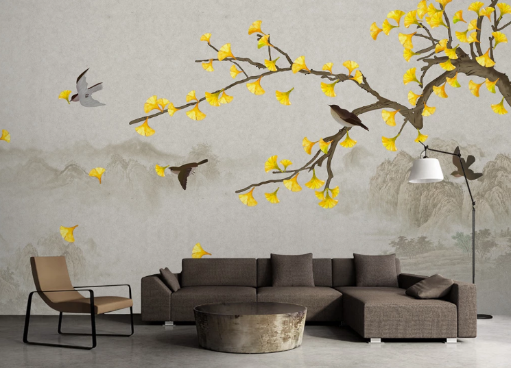 3D Swallow Tree WC480 Wall Murals