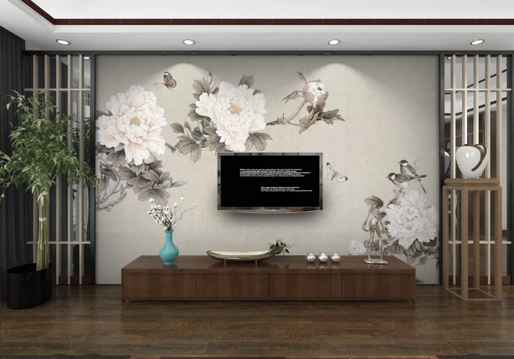 3D Peony Bird WC468 Wall Murals