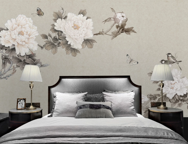 3D Peony Bird WC468 Wall Murals