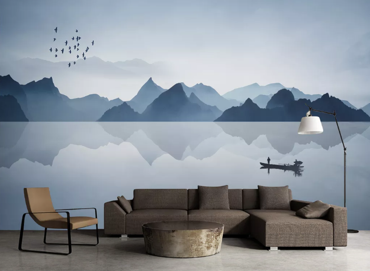 3D Mountain Lake WC431 Wall Murals