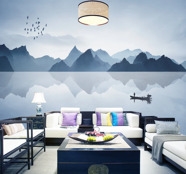 3D Mountain Lake WC431 Wall Murals