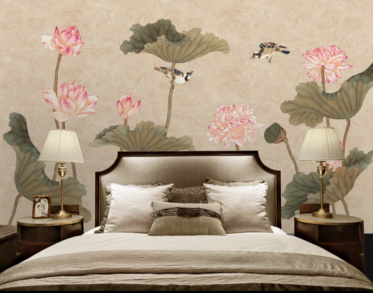 3D Lotus Delphinium WC385 Wall Murals