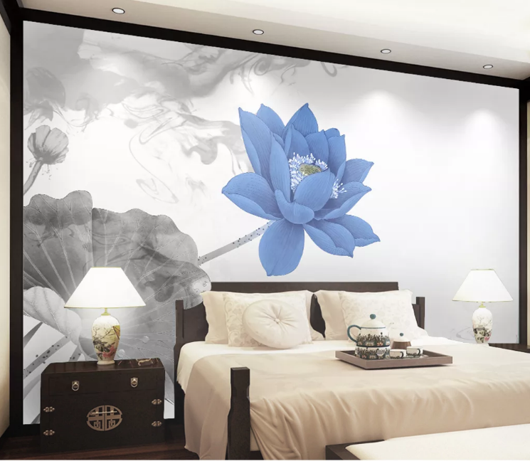 3D Blue Lotus WC380 Wall Murals