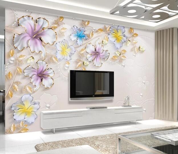 3D Purple Flower WC960 Wall Murals