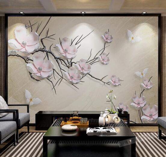 3D Ceramic Plum WC612 Wall Murals