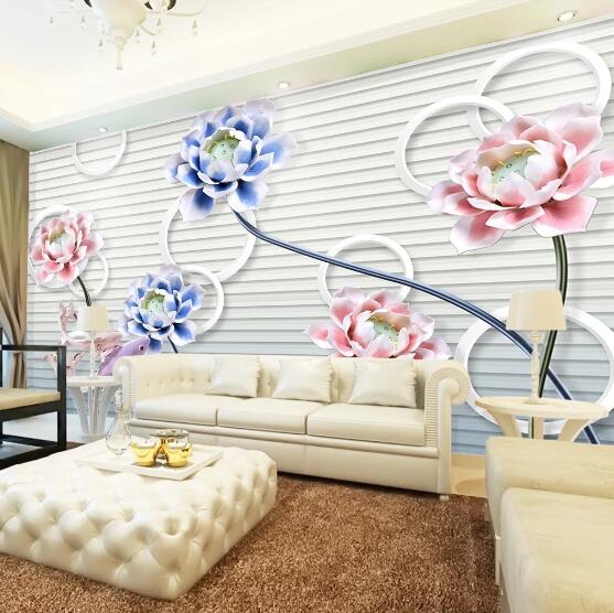 3D Blue Lotus WC587 Wall Murals