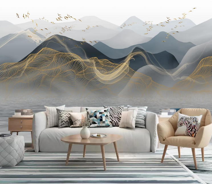 3D Foggy Blue Mountains WC2511 Wall Murals