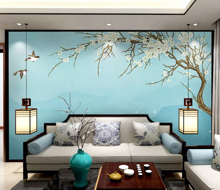 3D White Plum Petals WC2634 Wall Murals