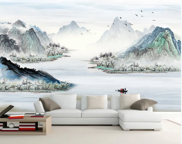 3D Mountain Lake WC1454 Wall Murals