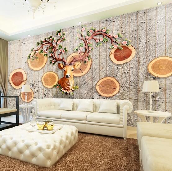 3D Wood Ring WC503 Wall Murals