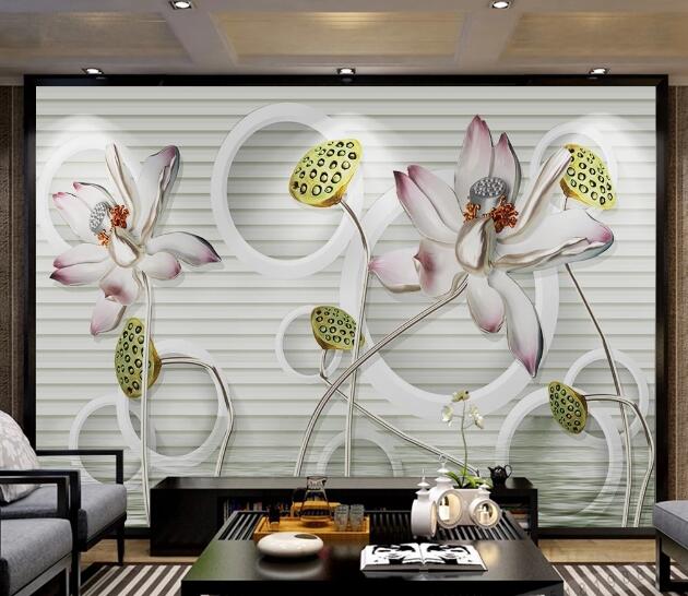 3D Lotus Seed Flower WC498 Wall Murals