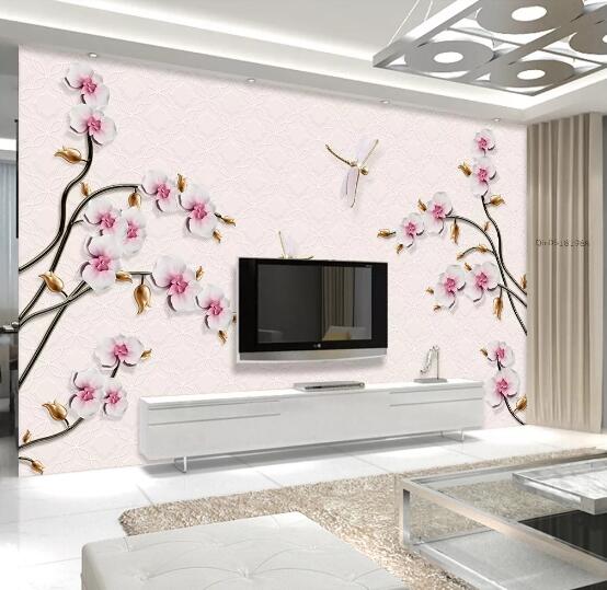 3D Dragonfly Plum WC455 Wall Murals