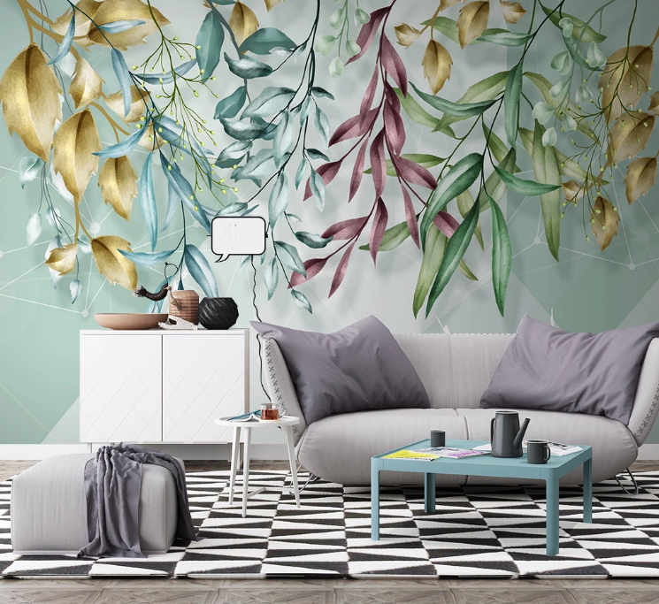 3D Colored Leaves WC2363 Wall Murals