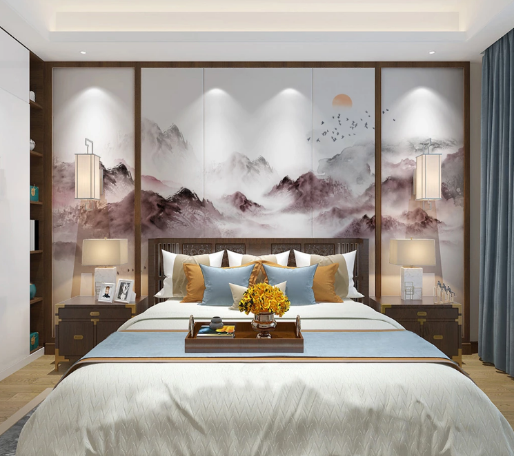 3D Sun Red Mountain WC2700 Wall Murals