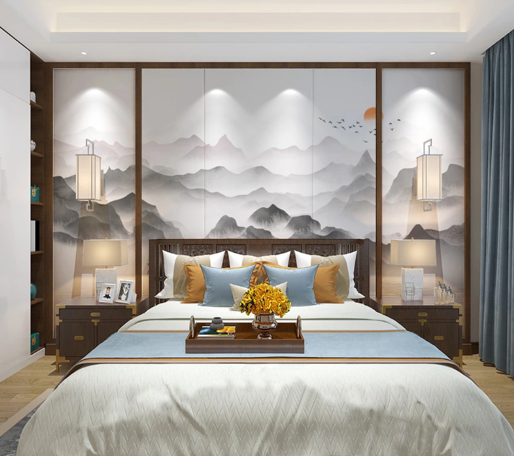 3D Black Boat Lake WC2650 Wall Murals