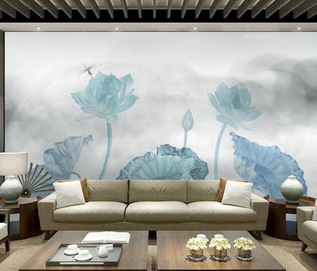 3D Lotus Leaf Dragonfly WC2567 Wall Murals