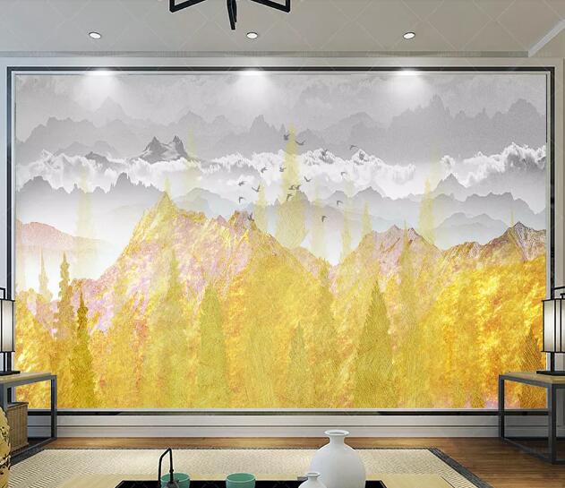 3D Golden Mountain WC1905 Wall Murals