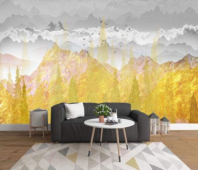 3D Golden Mountain WC1905 Wall Murals