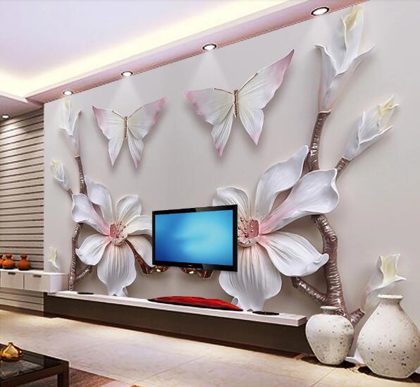 3D White Butterfly WC1814 Wall Murals