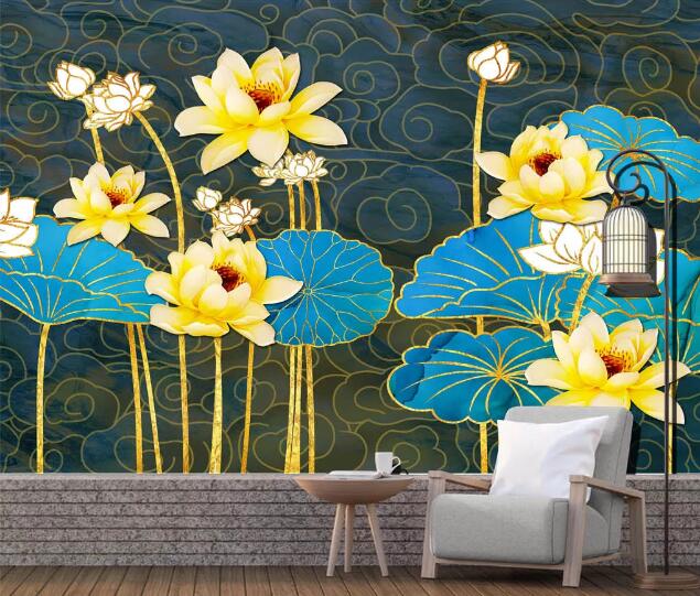 3D Yellow Lotus WC2775 Wall Murals