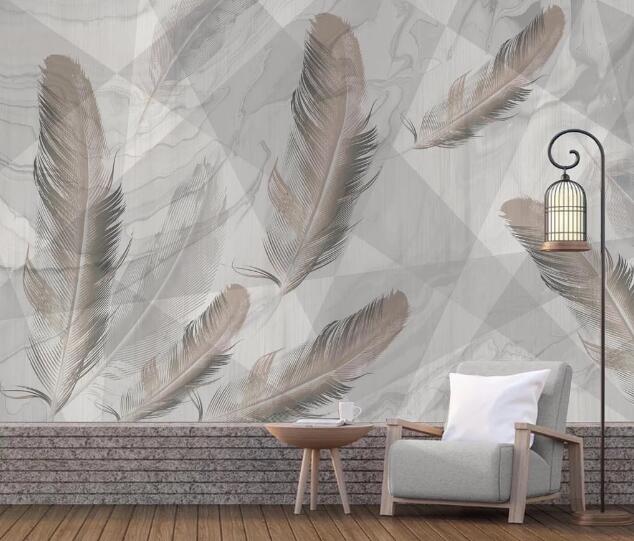 3D Red Feather WC2771 Wall Murals