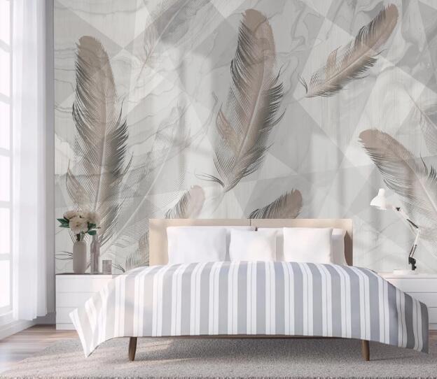 3D Red Feather WC2771 Wall Murals