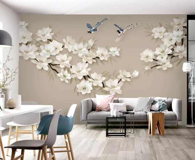 3D White Flower WC2777 Wall Murals