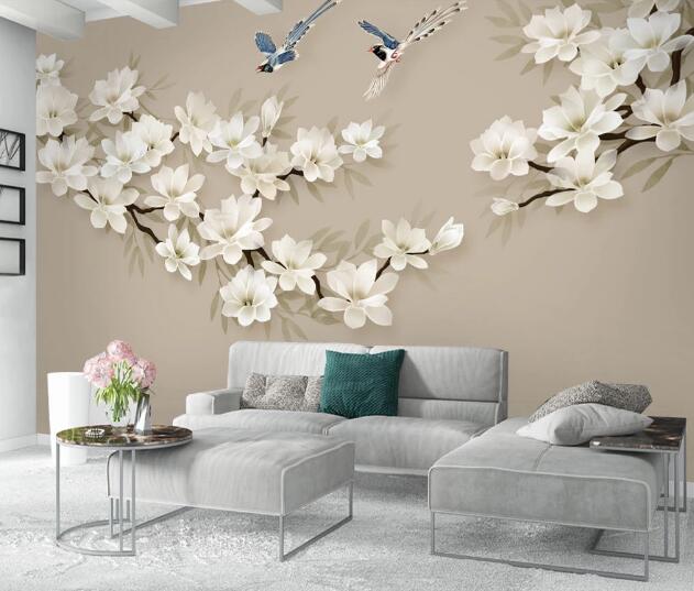 3D White Flower WC2777 Wall Murals