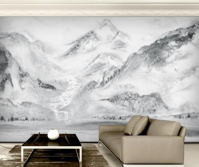 3D River Mountain WC2349 Wall Murals