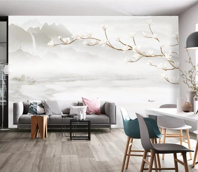 3D Plum Blossom Pavilion WC2177 Wall Murals