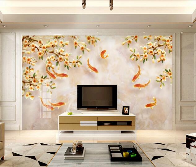 3D Goldfish Flower WC1622 Wall Murals