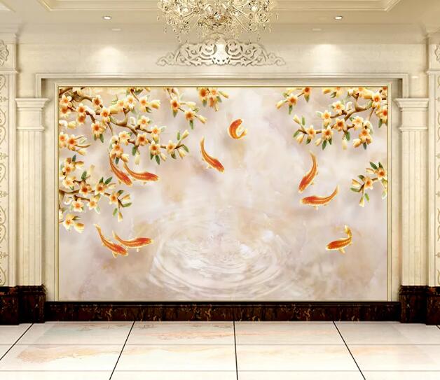 3D Goldfish Flower WC1622 Wall Murals