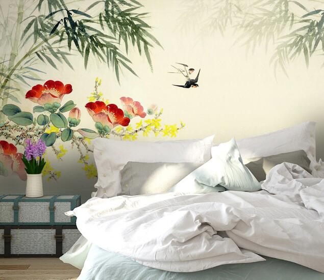 3D Swallow Flower WC1371 Wall Murals