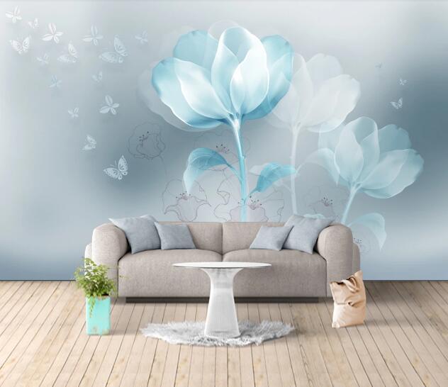 3D Blue Flower WC1279 Wall Murals