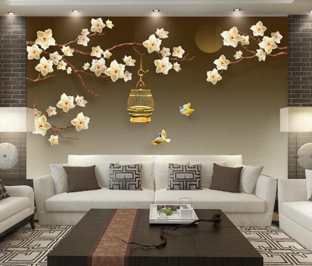 3D Birdcage Flower WC1168 Wall Murals