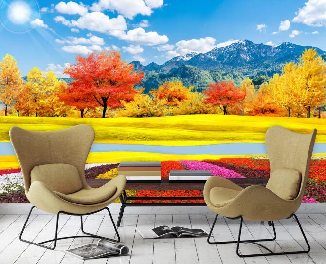 3D Color Flower Field WC369 Wall Murals