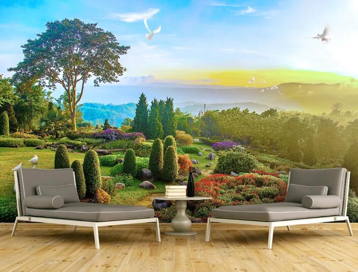 3D Pigeon Garden WC319 Wall Murals